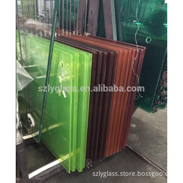 13.52 mm color PVB laminated glass with 0.38mm Vanceva 0004 Sahara Sun
